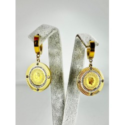 Gold Taşlı Lira Küpe